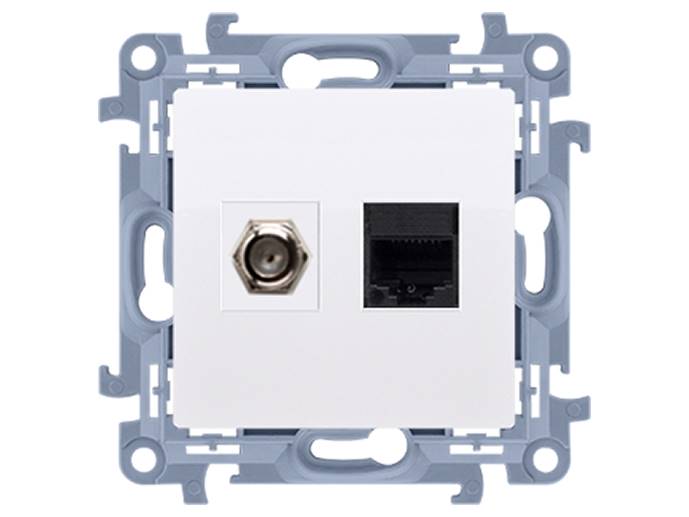 Gniazdo typu F+ komputerowe RJ45 kat 5e, białe