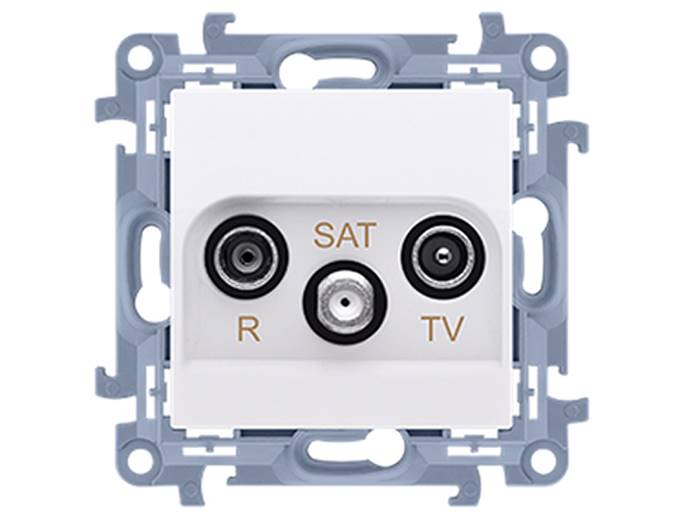Gniazdo antenowe R-TV-SAT przelotowe, białe