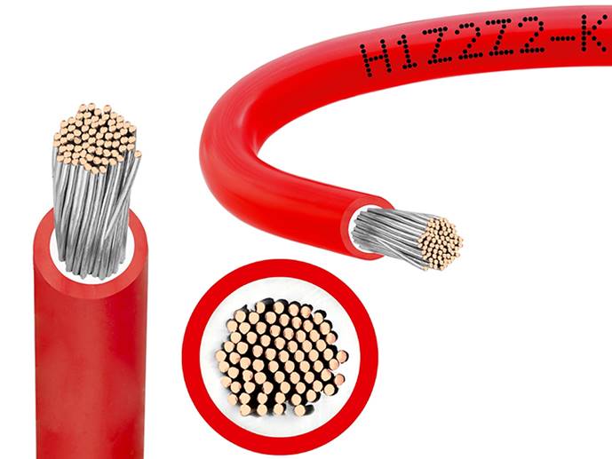 Kabel montażowy solarny 4mm czerwony 1 metr