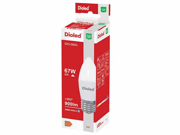 Żarówka LED E27 9W b.zimna świeca