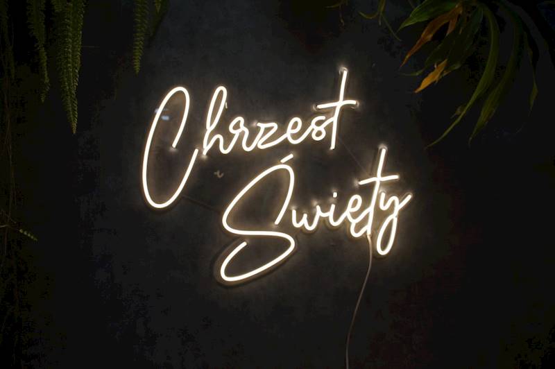 neon Chrzest Święty 80x62 cm 