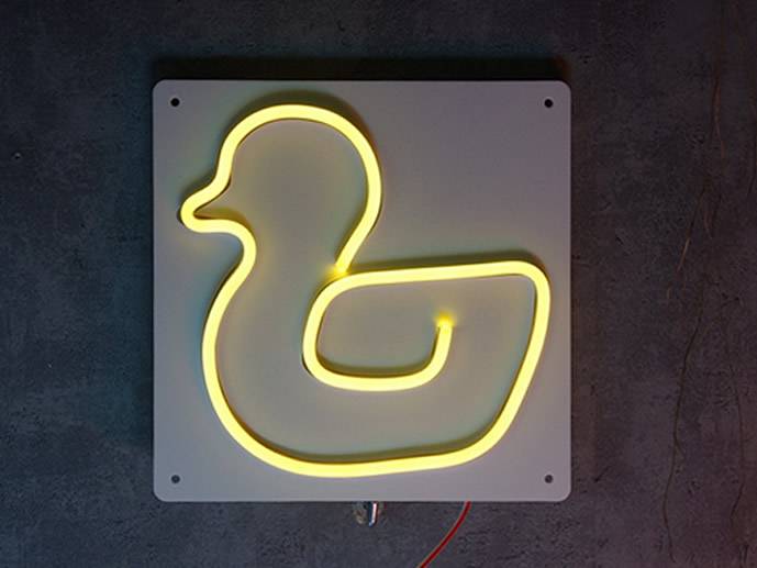 neon Kaczuszka, biały 18x18cm