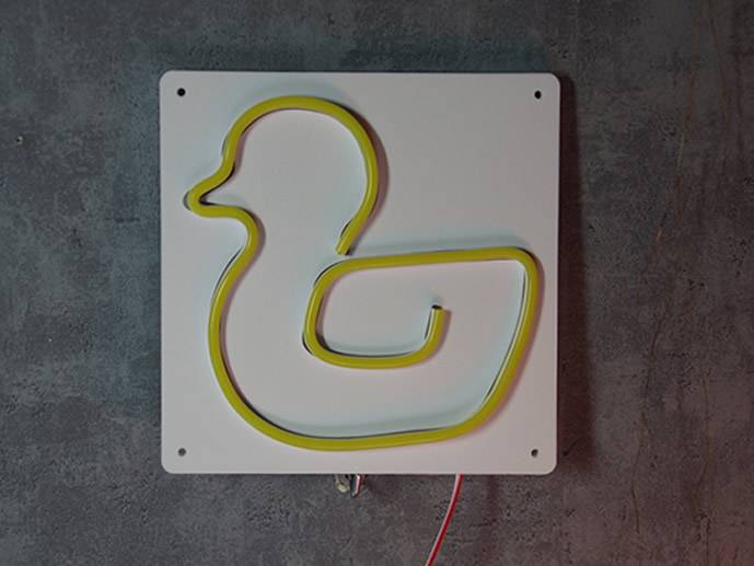 neon Kaczuszka, biały 18x18cm