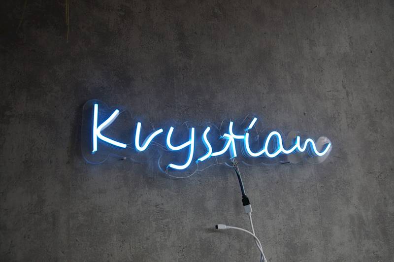 neon Krystian, przezroczysty RGB, 56x16 cm