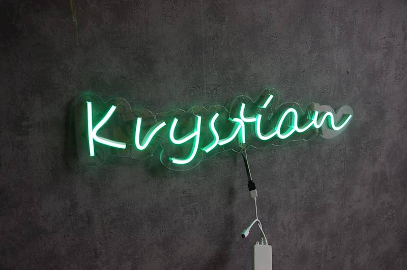 neon Krystian, przezroczysty RGB, 56x16 cm
