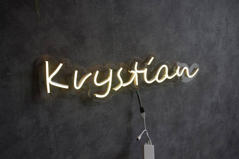 neon Krystian, przezroczysty RGB, 56x16 cm