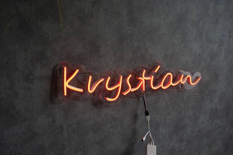 neon Krystian, przezroczysty RGB, 56x16 cm