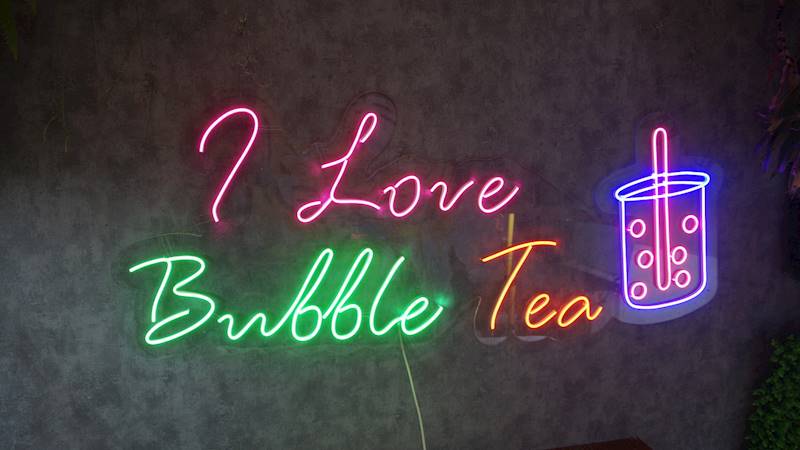 neon I Love Bubble Tea z kubkiem 150x60cm