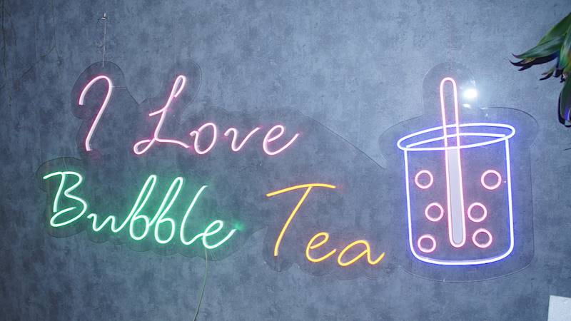 neon I Love Bubble Tea z kubkiem 150x60cm