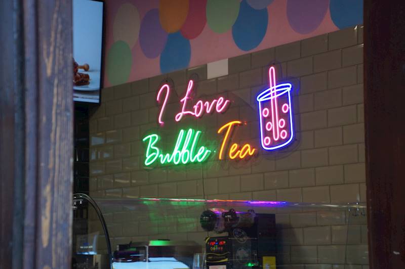 neon I Love Bubble Tea z kubkiem 150x60cm