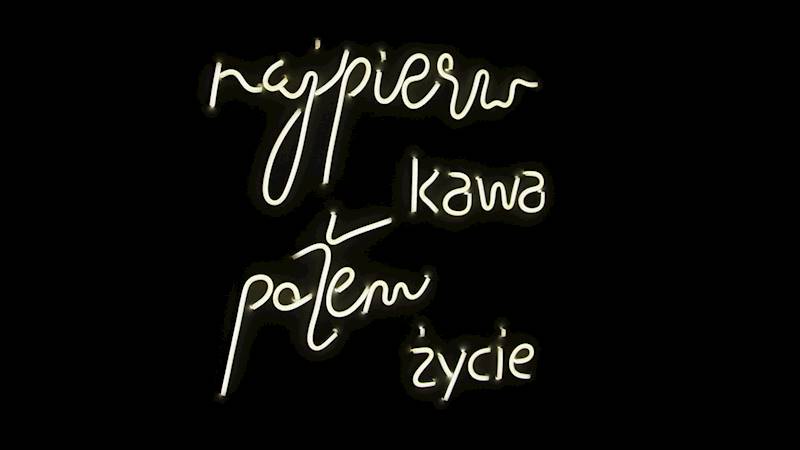 neon Najpierw Kawa Potem Życie 49x49cm 