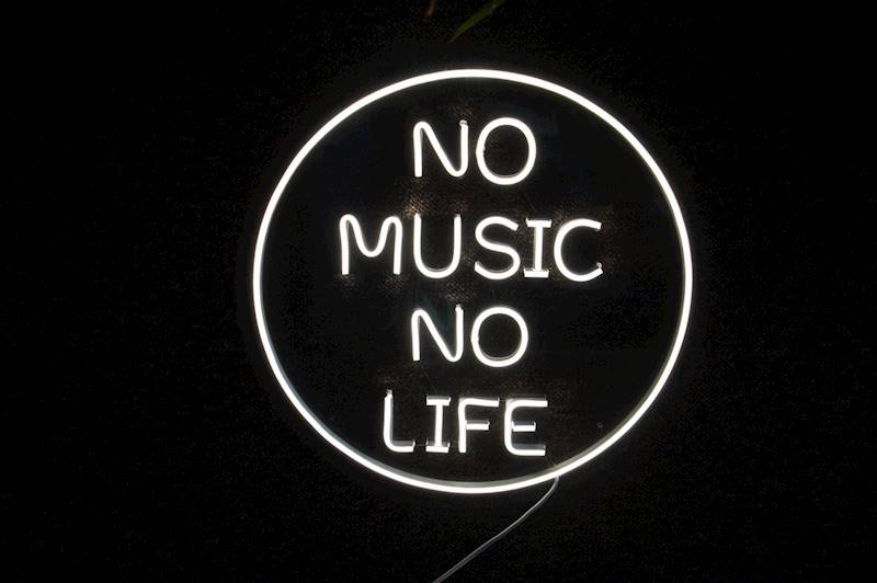 neon No music no life 40x40cm