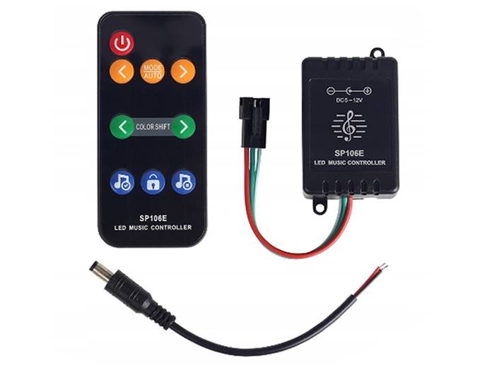 Sterownik LED 6A, cyfrowy, z pilotem, czarny