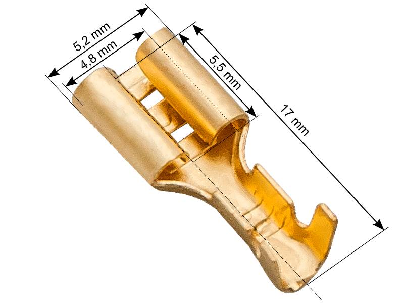 Konektor F żeński 5,2mm nieizolowany płaski 