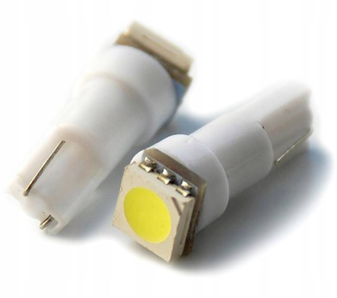 Żarówka samochodowa T5, SMD, biała