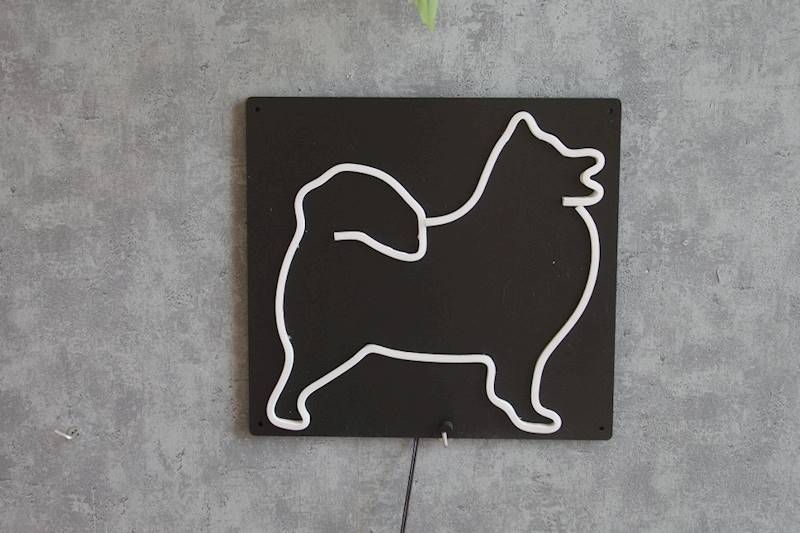 neon Samoyed, czarny, 30x28cm 