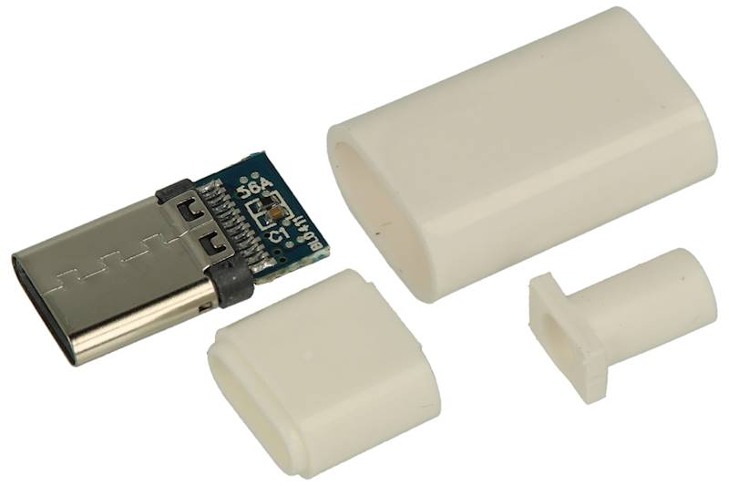 wtyk  USB3.1type-c na przewód lutowany biały