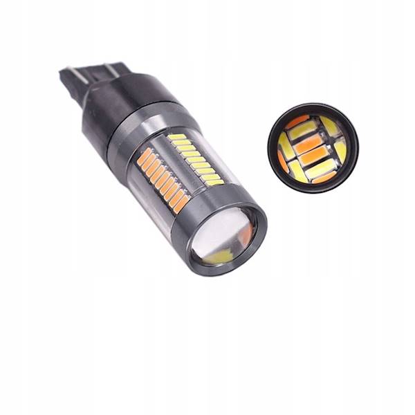 DUAL COLOR W21/5W 66 LED 4014  BIAŁY + POMARAŃ
