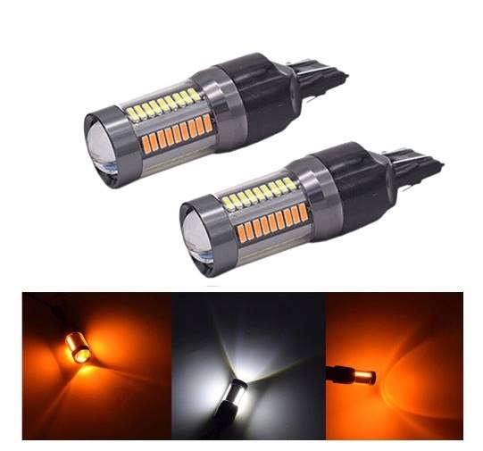 DUAL COLOR W21/5W 66 LED 4014  BIAŁY + POMARAŃ