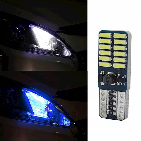 ŻARÓWKA LED W5W 24 SMD T10 niebieska canbus