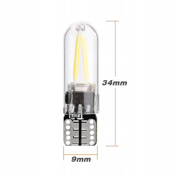 ŻARÓWKA LED COB FILAMENT W5W 12V 24V CZERWONA