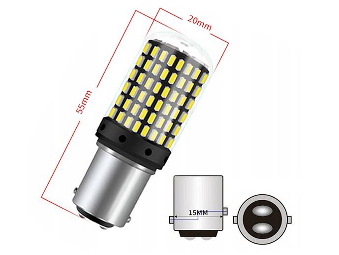LED P21/5W BAY15D dwuwłóknowa 144 BIAŁA CANBUS