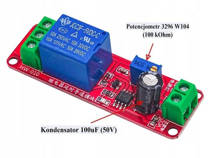 Moduł Przekaźnik czasowy 12V regulowany NE555