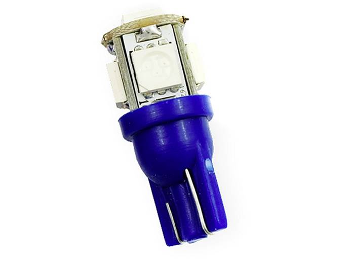 ŻARÓWKA SAMOCHODOWA LED T10 5LED NIEBIESKA