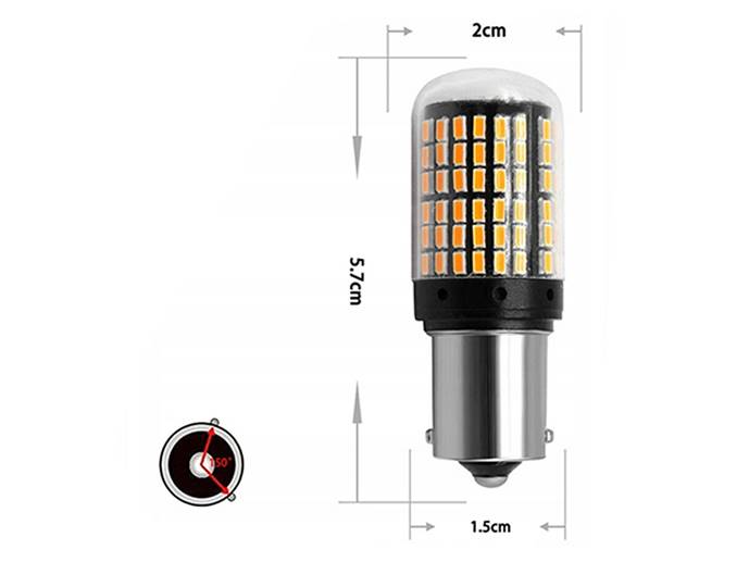 PY21W 144 LED 5630 BAU15S POMARAŃCZ + canbus