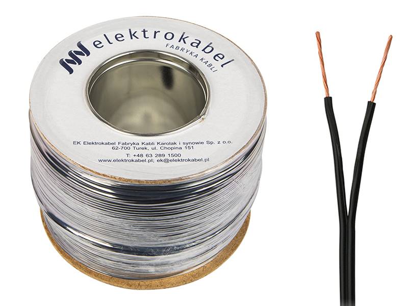 Kabel głośnikowy SMYp 2 x 0,22mm czarny 1m miedz