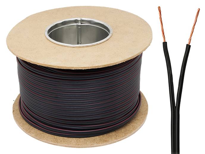 kabel głośnikowy 2*0,5 czarny Cu miedź 1m