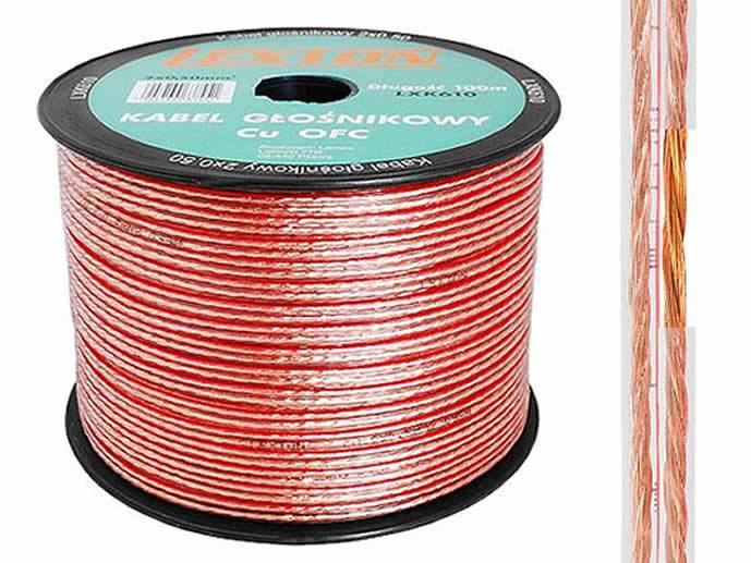 Kabel głośnikowy 2x0,50 miedź transparentny1m