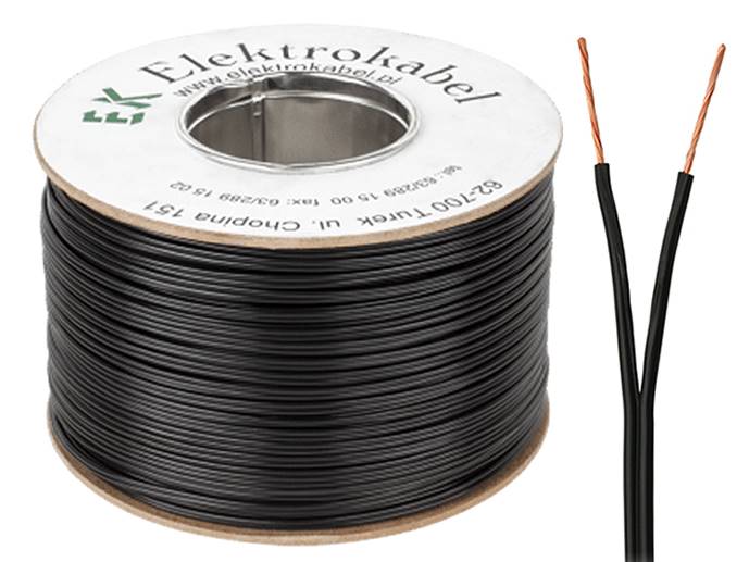 Kabel głośnikowy 0,75mm 1m czarny miedź