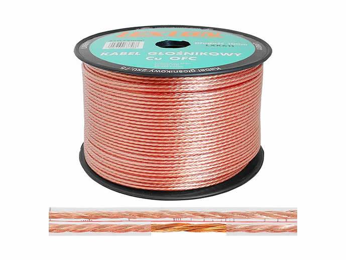 Kabel głośnikowy 2x0,75 miedź transparentny 1m