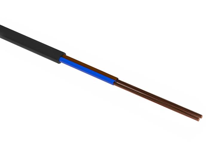 kabel elektryczny OMYp 2x0,75 230V czarny płas 1m