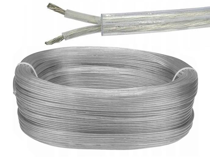Kabel sieciowy 2x0,75 linka transparentny 1m