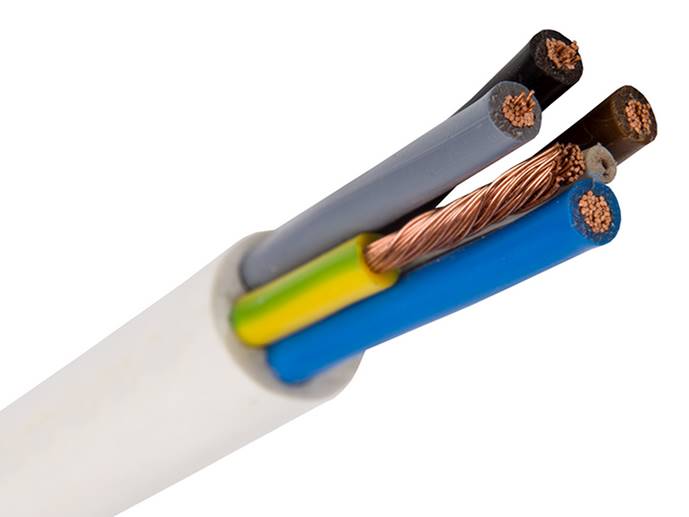 Przewód OWY 5x1 okragly biały 1m