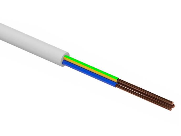 Przewód OMY 3X1,5 biały 1m linka 300V