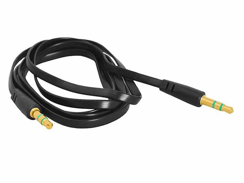 Kabel Jack 3,5mm - Jack 3,5mm 1m płaski czarny