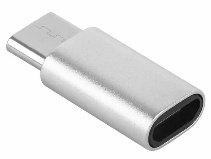 Adapter Przejściówka micro USB-USB typu C biały/sr