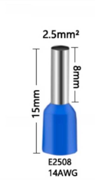 Tulejki zaciskowe 15,3/8mm 14 AWG 2,5mm nieb