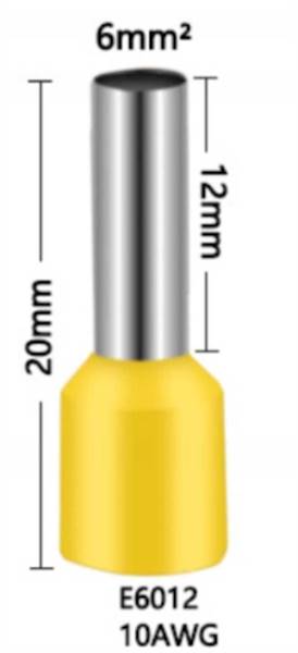 Tulejka zaciskowa 20,5/12mm 10 AWG 6mm żółta/czarn