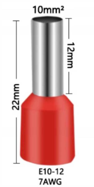 Tulejka zaciskowa 22/12mm 7 AWG 10mm czerwona/biał