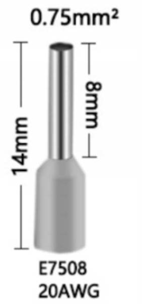 Tulejki zaciskowe 14,5/8mm 20 AWG 0,75mm sza 10szt