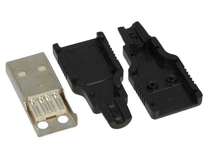 Wtyk USB A na kabel CZARNY