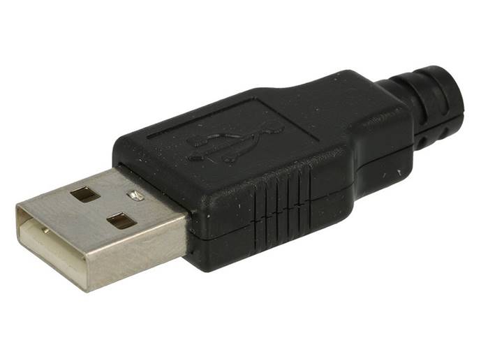 Wtyk USB A na kabel CZARNY
