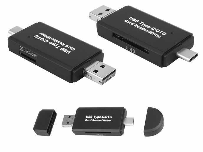 Czytnik kart 5w1 SD microSD USN USB-C microUSB