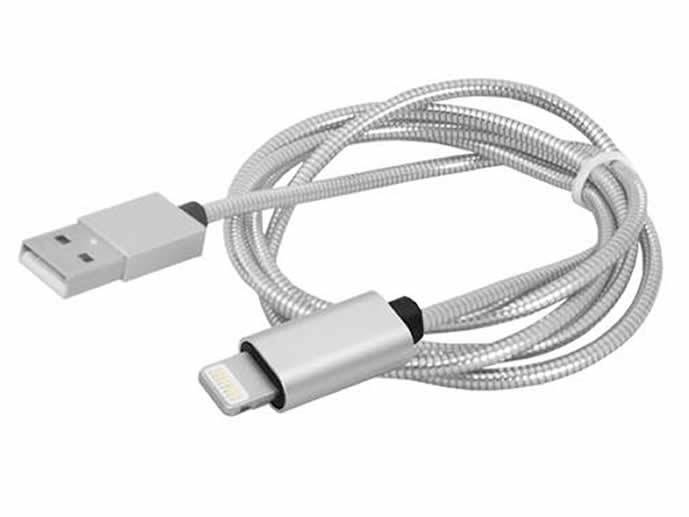 Kabel USB iphone 8 pin srebrny 1m
