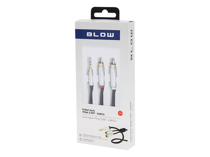 Przyłącze Wtyk jack -2x RCA 1,5m metal