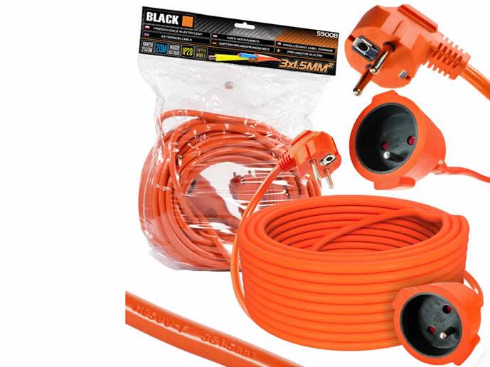 Przedłużacz ogrodowy 1 gniazdo 1 wtyk 20m orange